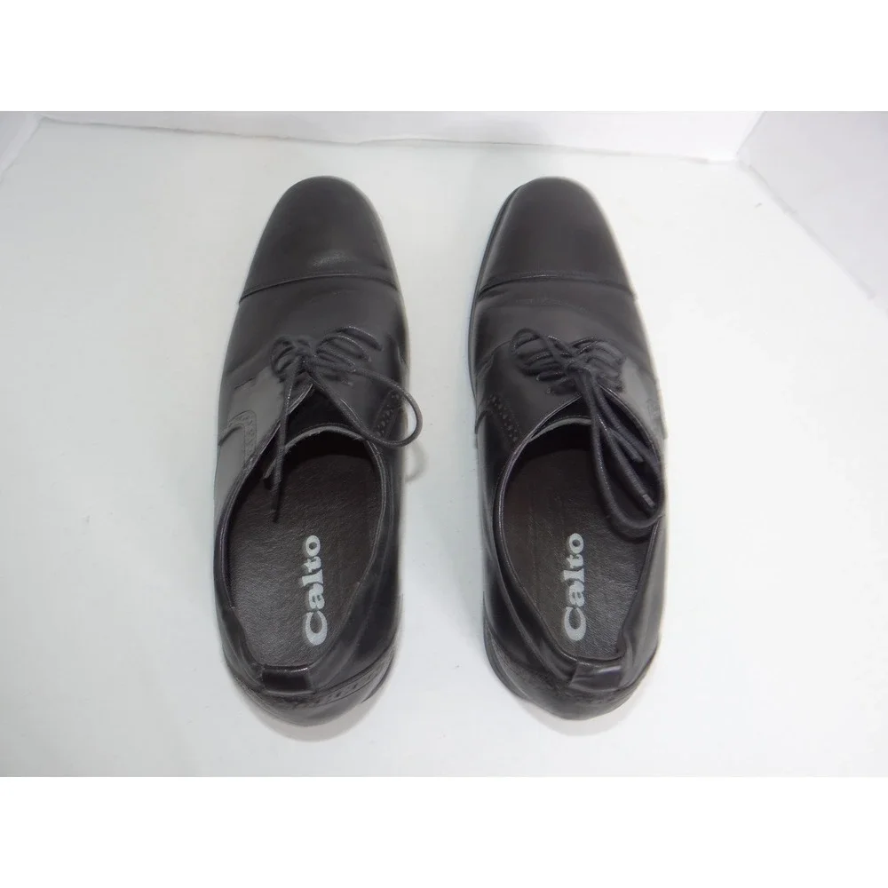 Calto Mens Black Leather Elevator Dress Shoes Cap Toe Oxford S3705 US 12